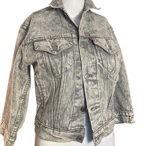 Grey Womens LEVIS Jacket Acid Wash Denim Jacket Size SMALL